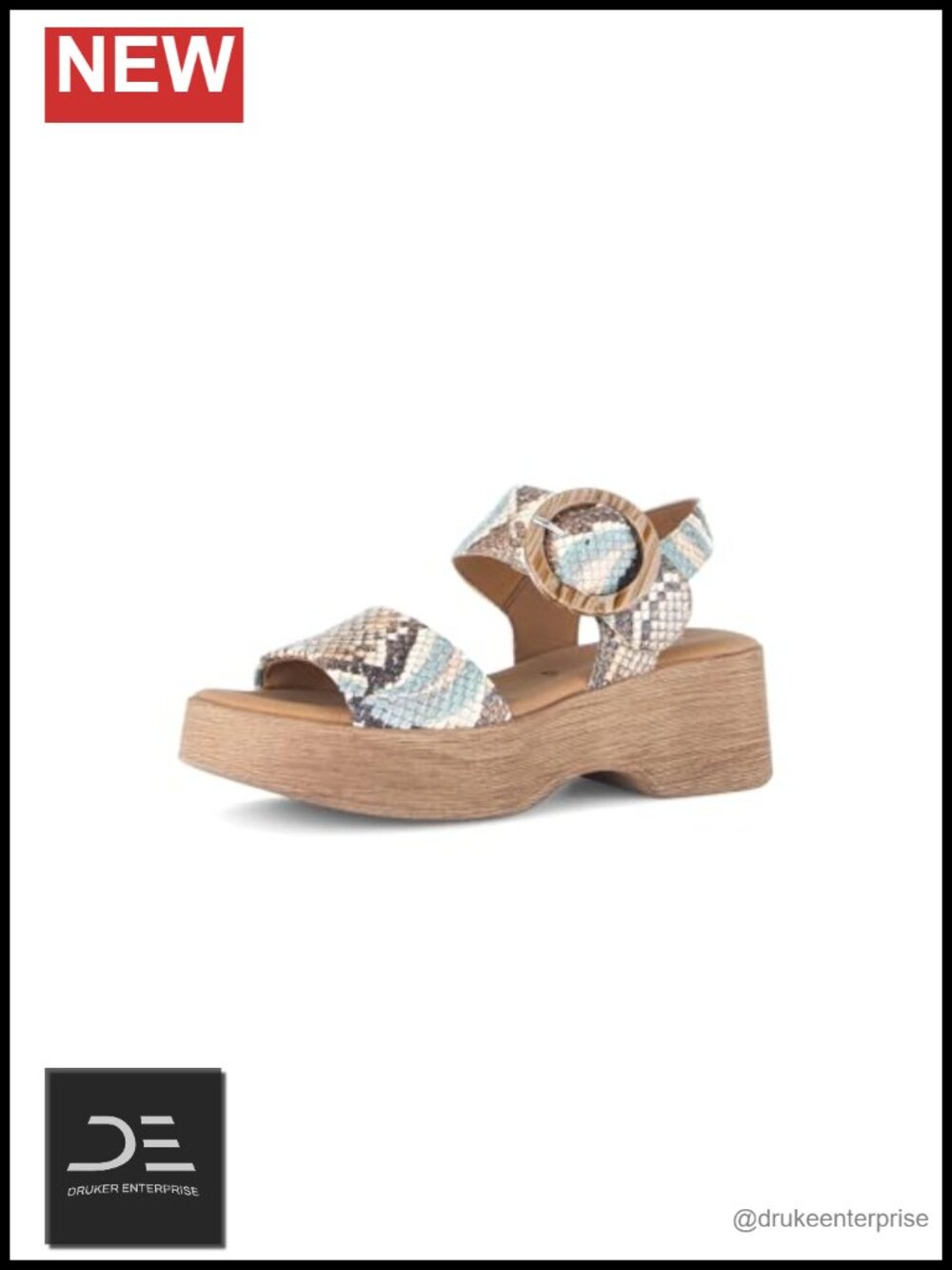Platform Wedge Sandals with Ankle Strap Leather Upper